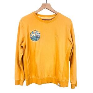 FatFace Mustard Yellow Long Sleeve Sweatshirt Summer 23 Mountain Logo Sz S